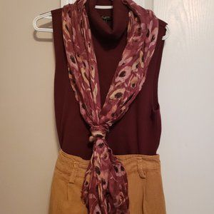 Talbots XLP merlot sleeveless tneck shell